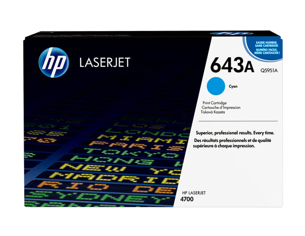 HP 643A cyan LaserJet-tonerkassett