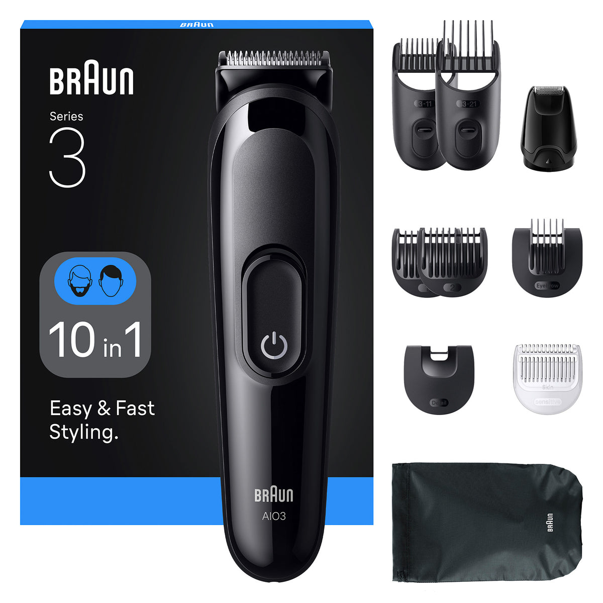 Braun AIO3560 skägg/hår trimmer Svart 14 Nickel-metallhydrid (NiMH)