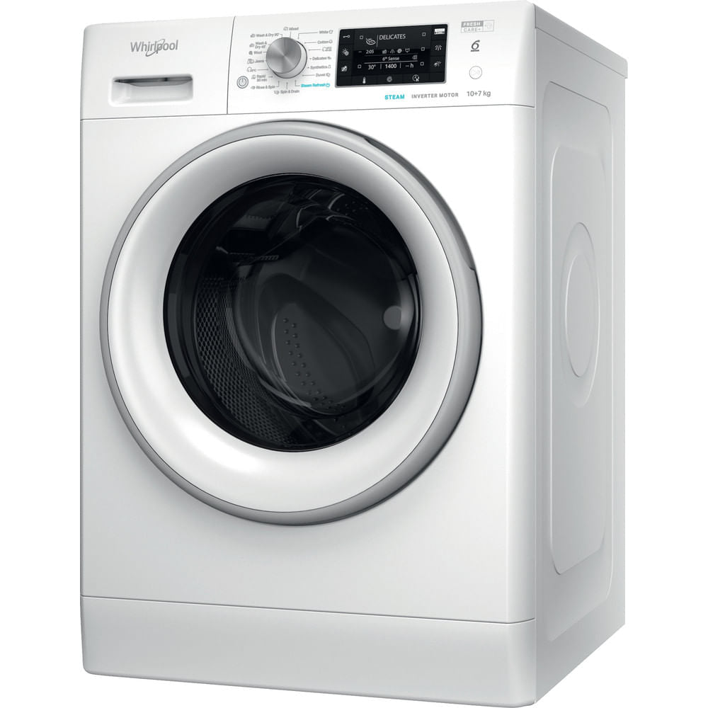 Whirlpool FFWDD 1076258 SV EE kombinerad tvättmaskin och Tumlare Fristående Frontmatad Vit