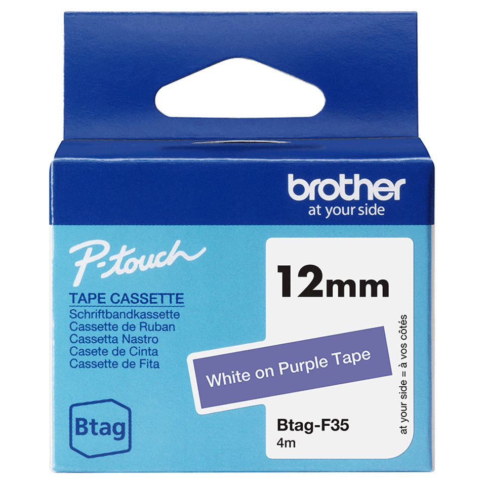 Brother BTAG-F35 etikett-tejp Vitt på lila