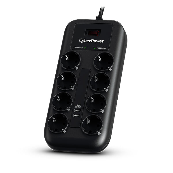 CyberPower P0820SUF0-DE överspänningsskydd Svart 8 AC-utgångar 200