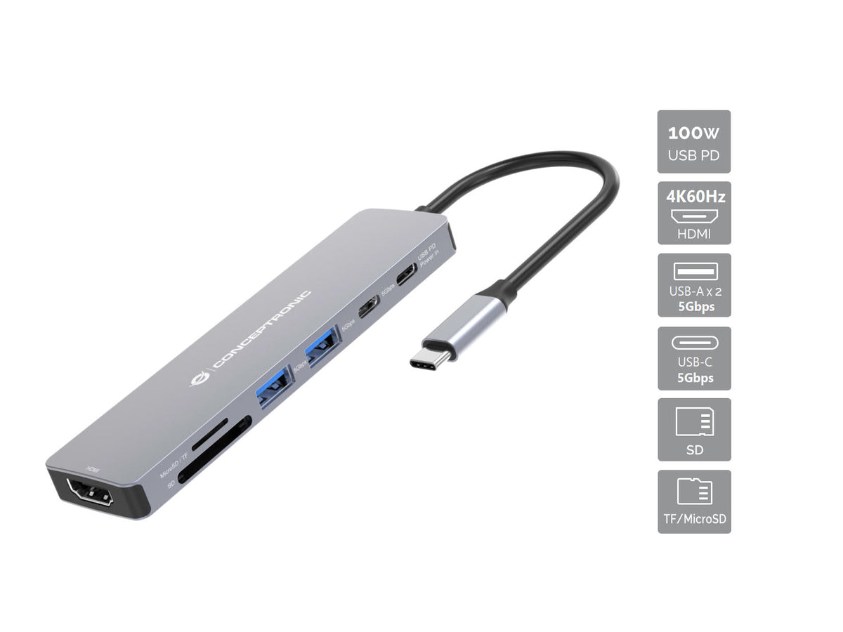 Conceptronic DONN28G Kabel USB 3.2 Gen 1 (3.1 Gen 1) Type-C Grå