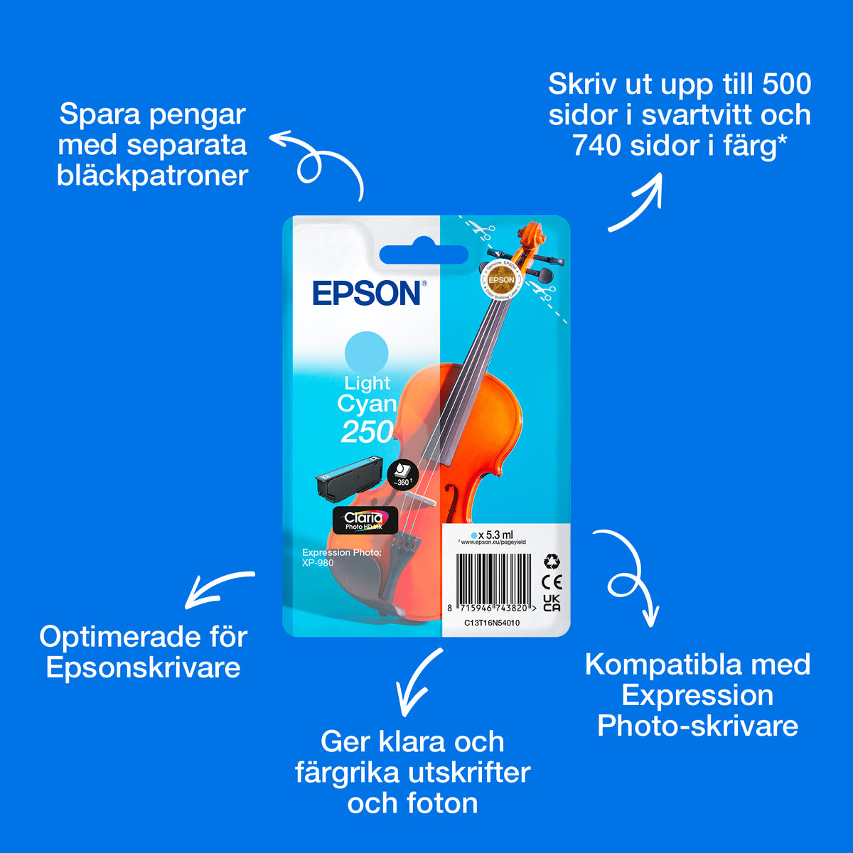 Epson Enpack med Light Cyan 250 Violin Claria Photo HD-bläck