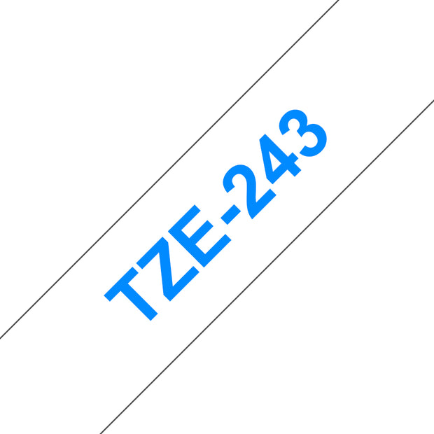 Brother TZE-243 etikett-tejp Blå på vit