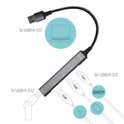 i-tec Metal U3HUBMETALMINI4 gränssnittshubbar USB 3.2 Gen 1 (3.1 Gen 1) Type-A
