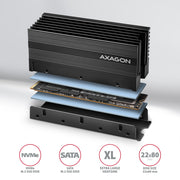 Axagon CLR-M2XL kylsystem för dator M.2 NVMe SSD