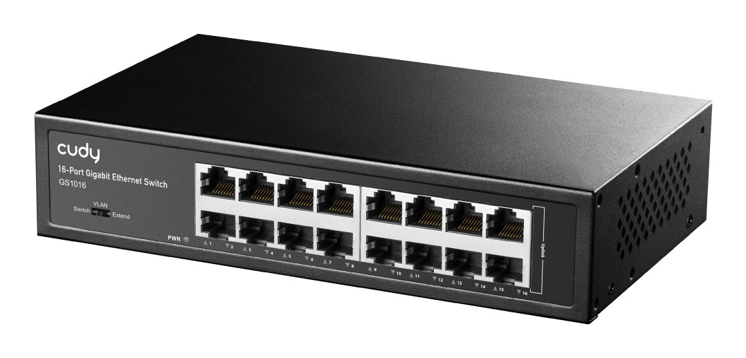 Cudy GS1016 nätverksswitchar Ohanterad Gigabit Ethernet (10/100/1000) Svart, bild 2