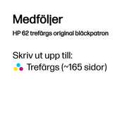HP 62 trefärgs original bläckpatron