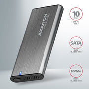 Axagon EEM2-SG2 Hölje för lagringsenheter SSD-inkapsling Grå M.2