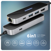 Axagon HMC-6GLN dockningsstationer för bärbara datorer Kabel USB 3.2 Gen 1 (3.1 Gen