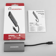 Axagon HMC-4G2 gränssnittshubbar USB 3.2 Gen 2 (3.1 Gen 2) Type-C 10000 Mbit/s Grå