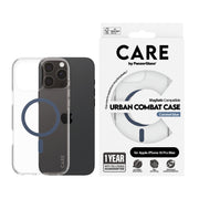 PanzerGlass CARE by Urban Combat Case Transparent w. Blue MagSafe iPhone 16 Pro Max