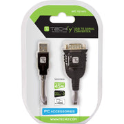 Techly IDATA USB-SER-2T seriella kablar Transparent 0,45 m USB Type-A DB-9