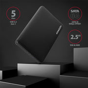 Axagon EE25-SLC Hölje för lagringsenheter HDD- / SSD kabinett Svart 2.5"