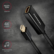 Axagon RVDM-HI14N videokabeladapter 0,15 m Mini DisplayPort HDMI Svart