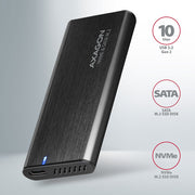 Axagon EEM2-SB2 Hölje för lagringsenheter SSD-inkapsling Svart M.2