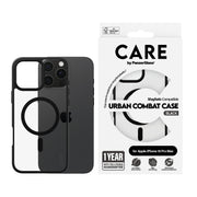 PanzerGlass CARE by Urban Combat Case Transparent w. Black Frame & MagSafe iPhone 16