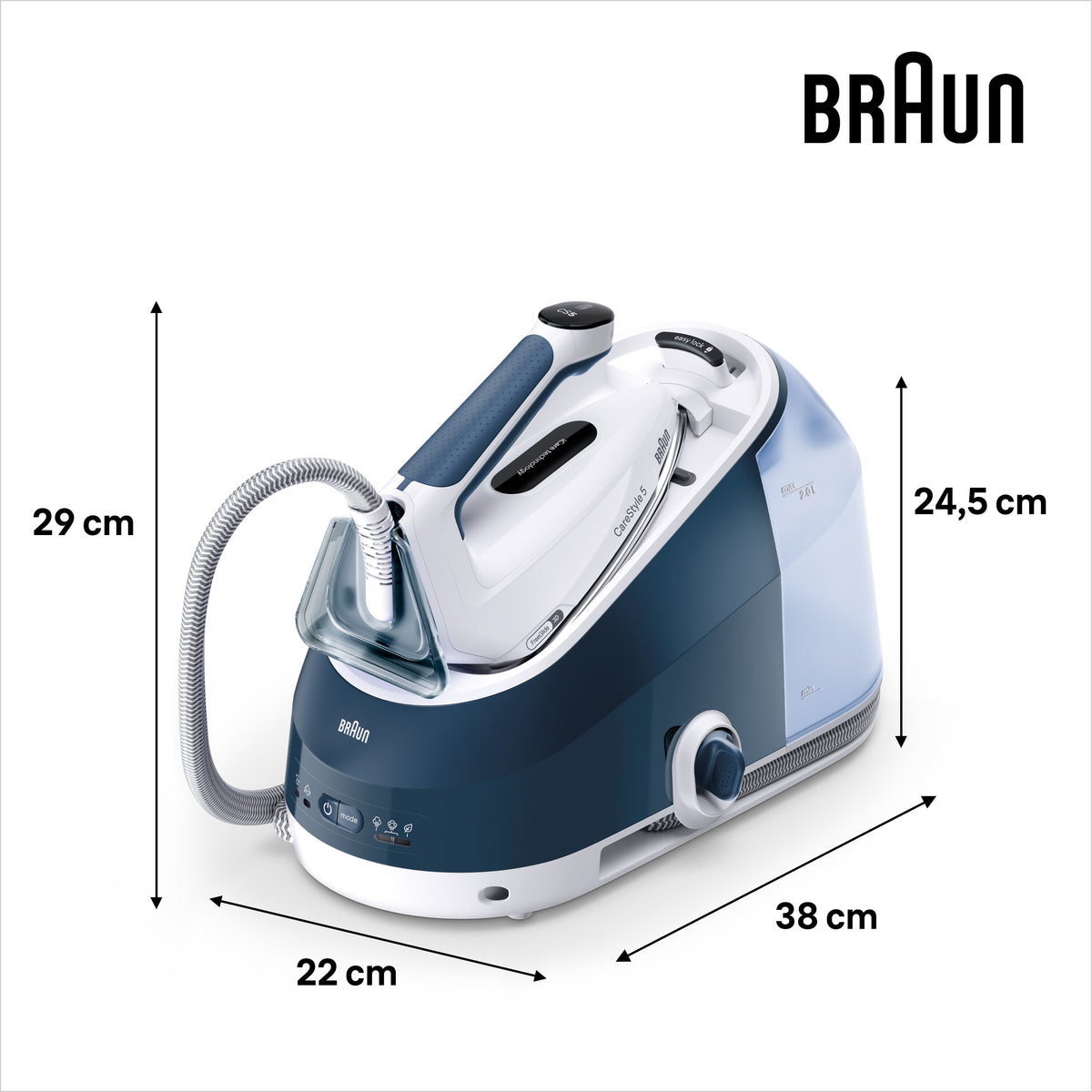 Braun CareStyle 5 IS5245BL Pressurized steam ironing station 2400 W 2 l Eloxal