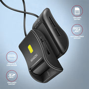 Axagon CRE-SM3SD USB Smart card & SD/microSD/SIM Flat läsare smarta kort inomhus USB