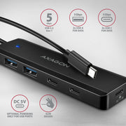 Axagon HUE-C2C gränssnittshubbar USB 3.2 Gen 1 (3.1 Gen 1) Type-C 5000 Mbit/s Svart