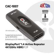 CLUB3D CAC-1007 kabelomvandlare (hane/hona) DisplayPort Svart