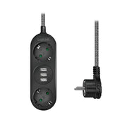 LogiLink LPS262U förlängningssladdar 1,5 m 2 AC-utgångar inomhus Svart