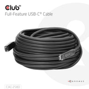 CLUB3D CAC-2580 USB-kablar 15 m USB C 10 Gbit/s 60 W Svart