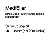 HP 62 2-pack svart/trefärg original bläckpatron
