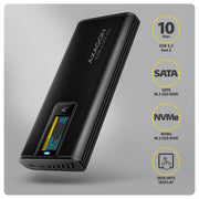 Axagon EEM2-SD2B Hölje för lagringsenheter SSD-inkapsling Svart M.2