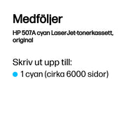 HP 507A cyan LaserJet-tonerkassett