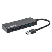 Manhattan 164900 gränssnittshubbar USB 3.2 Gen 1 (3.1 Gen 1) Type-A 5000 Mbit/s Svart