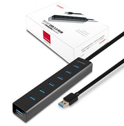 Axagon HUE-SA7BP gränssnittshubbar USB 3.2 Gen 1 (3.1 Gen 1) Type-A 5000 Mbit/s Svart