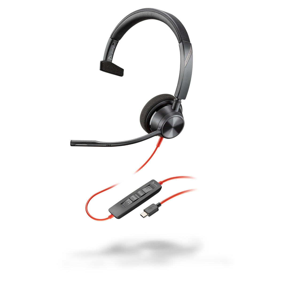 HP Poly Blackwire 3310 Monaural USB-C Headset + USB-C/A-adapter
