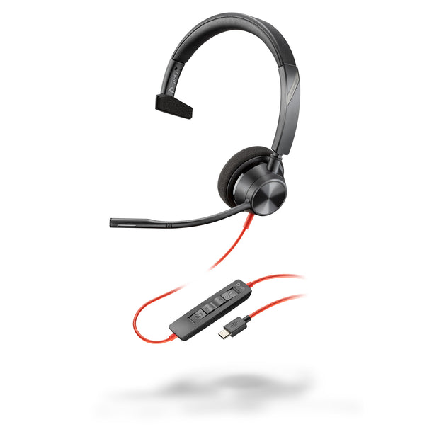 HP Poly Blackwire 3310 Monaural USB-C Headset + USB-C/A-adapter