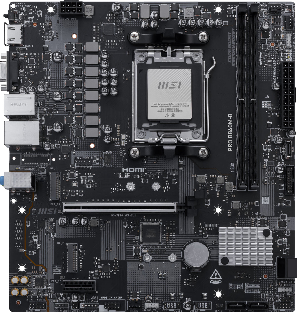 MSI PRO B840M-B moderkort AMD B840 AM5-sockel micro ATX, bild 2