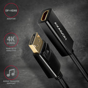 Axagon RVD-HI14N videokabeladapter 0,18 m DisplayPort HDMI Svart