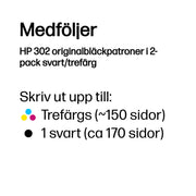 HP 302 originalbläckpatroner i 2-pack svart/trefärg