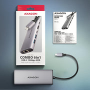 Axagon HMC-6G2L dockningsstationer för bärbara datorer Kabel USB 3.2 Gen 2 (3.1 Gen