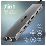 Axagon HMC-7HX2 dockningsstationer för bärbara datorer Kabel USB 3.2 Gen 1 (3.1 Gen