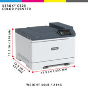 Xerox C320 A4 33 ppm trådlös dubbelsidig skrivare PS3 PCL5e/6 2 magasin Totalt 251