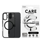PanzerGlass CARE by Urban Combat Case Transparent w. Black Frame & MagSafe iPhone 16