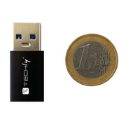 Techly IADAP USB3-AFT kabelomvandlare (hane/hona) USB A USB C Svart