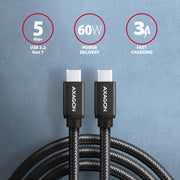 Axagon BUCM3-CM15AB USB-kablar USB 3.2 Gen 1 (3.1 Gen 1) 1,5 m USB C 5 Gbit/s 60 W