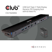 CLUB3D CSV-1564W65 dockningsstationer för bärbara datorer Dockning USB 3.2 Gen 1