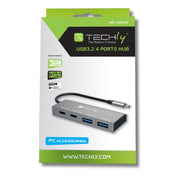 Techly IUSB32C-HUB4AC2 dockningsstationer för bärbara datorer Kabel USB 3.2 Gen 1