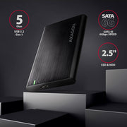 Axagon EE25-A6M Hölje för lagringsenheter HDD- / SSD kabinett Svart 2.5"