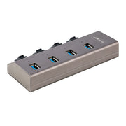 StarTech.com USB-C-hubb med fyra portar och egen strömförsörjning med individuella