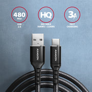 Axagon BUCM-AM15AB USB-kablar USB 2.0 1,5 m USB A USB C 0,48 Gbit/s Svart