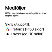 HP 301 svart bläckpatron/trefärgsbläckpatron
