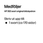 HP 302 svart original bläckpatron